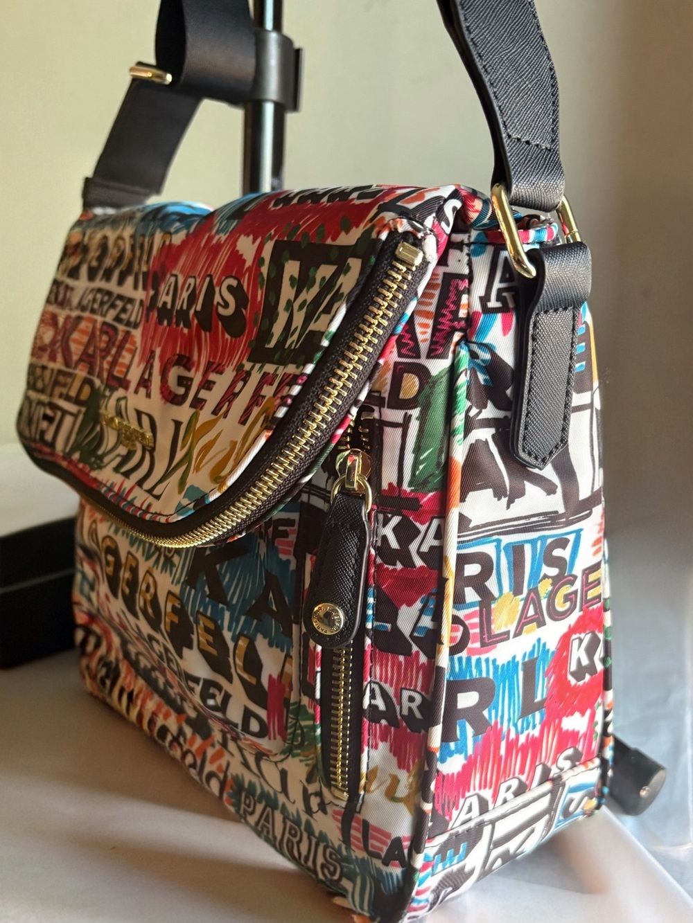 Karl Lagerfeld Cara Graffiti Messenger Crossbody Bag - Picture 4 of 13